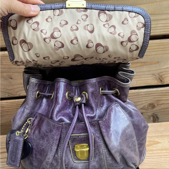 Rare Coach Distressed Leather Drawstring Backpack - Picture 2 of 11